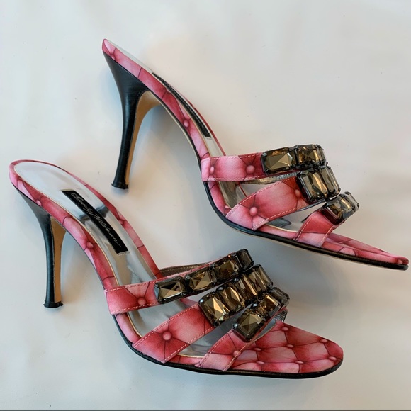 Beverly Feldman Pink Mules Rhinestones 8.5 - Picture 5 of 7